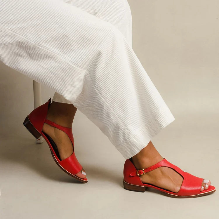 Sandalias Abiertas de Tacón Bajo