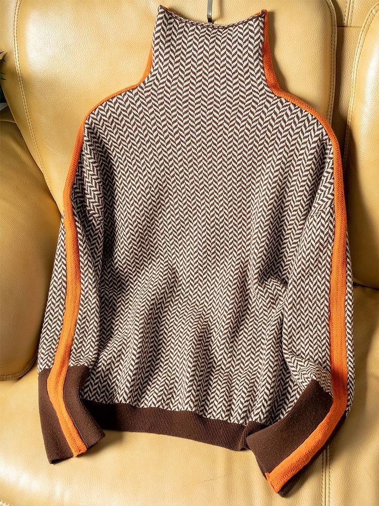 Maria| - Jersey de cuello alto con llamativas rayas en contraste
