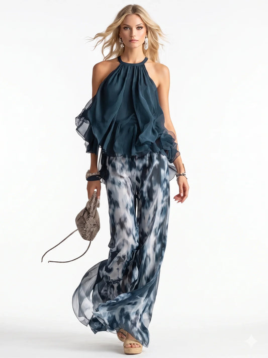 Elegante conjunto de dos piezas en chiffon
