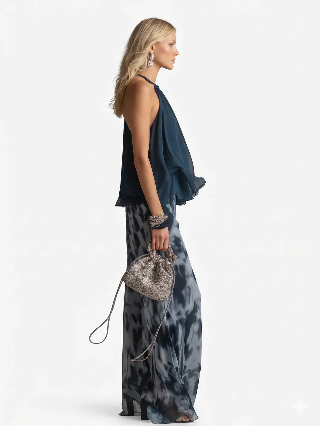 Elegante conjunto de dos piezas en chiffon