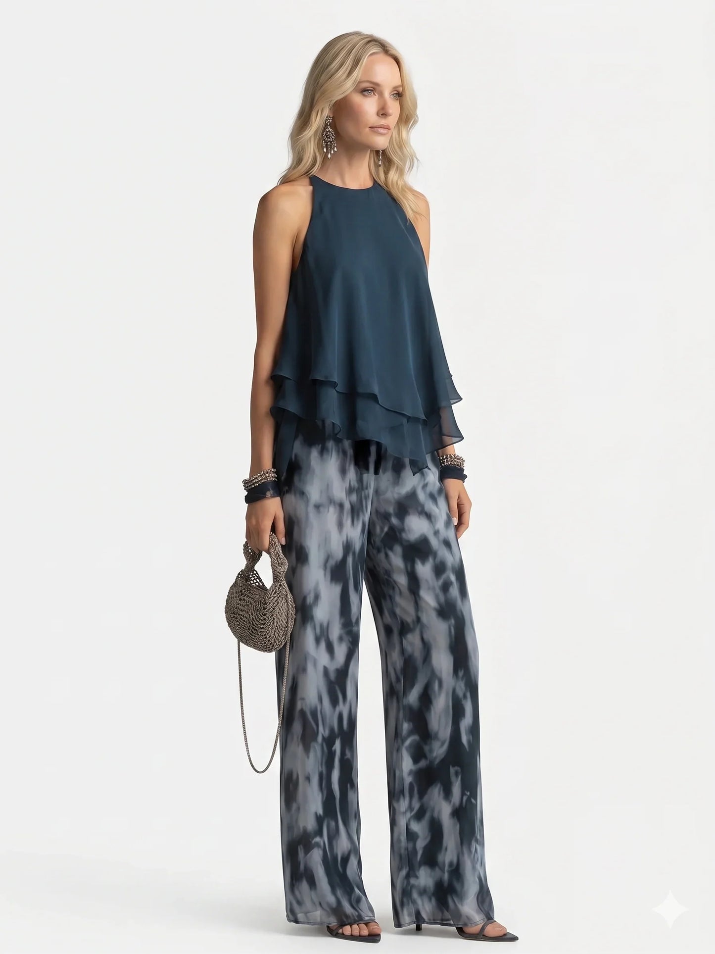 Elegante conjunto de dos piezas en chiffon