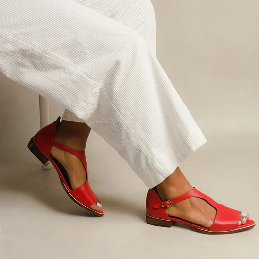 Sandalias Abiertas de Tacón Bajo