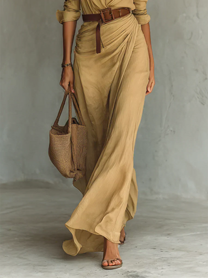 Camille™ | Maxi vestido con pinzas y cintura entallada
