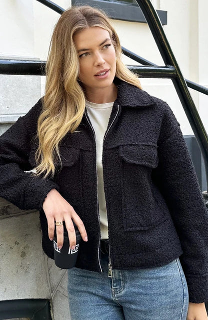 Olivia - Chaqueta bouclé con cremallera