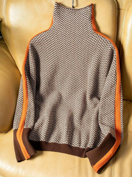 Maria| - Jersey de cuello alto con llamativas rayas en contraste