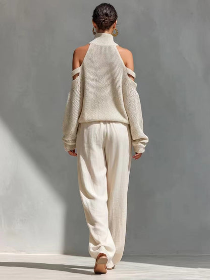 Conjunto moderno de punto y lino
