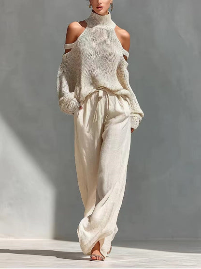 Conjunto moderno de punto y lino