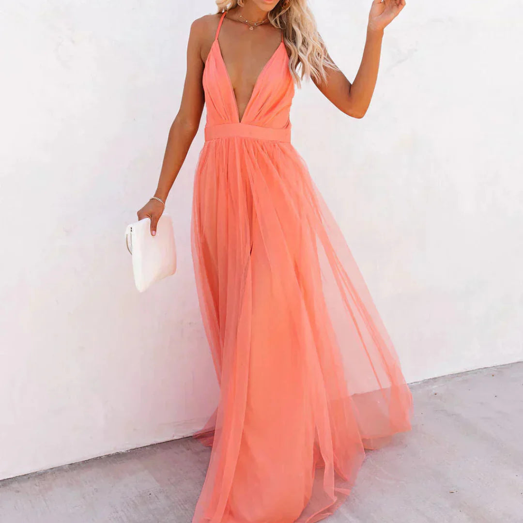Innova - Vestido largo en color coral