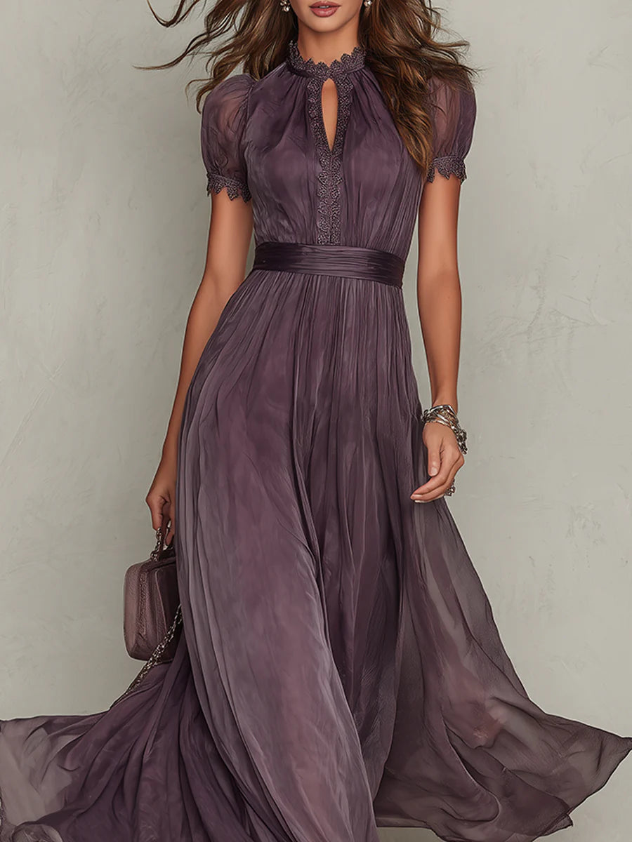 Flavia | Vestido largo violeta con escote