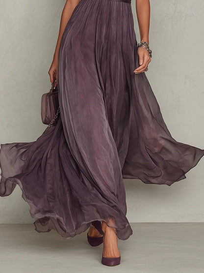 Flavia | Vestido largo violeta con escote