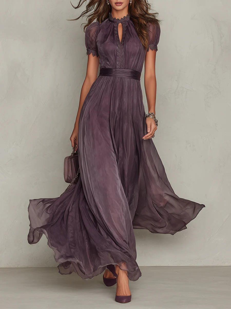 Flavia | Vestido largo violeta con escote