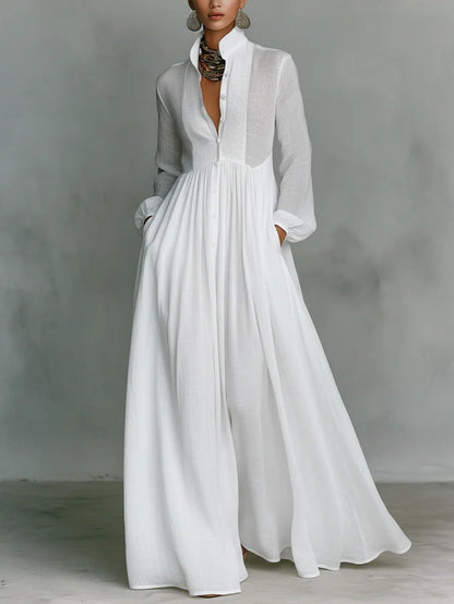 Léonie™ | Maxi vestido minimalista de cuello alto