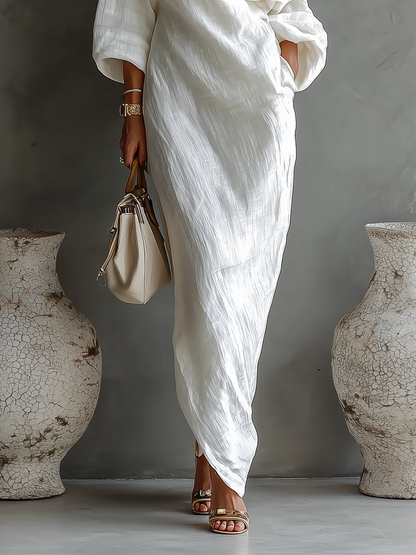 Elise™ | Elegante maxi vestido blanco de un solo hombro