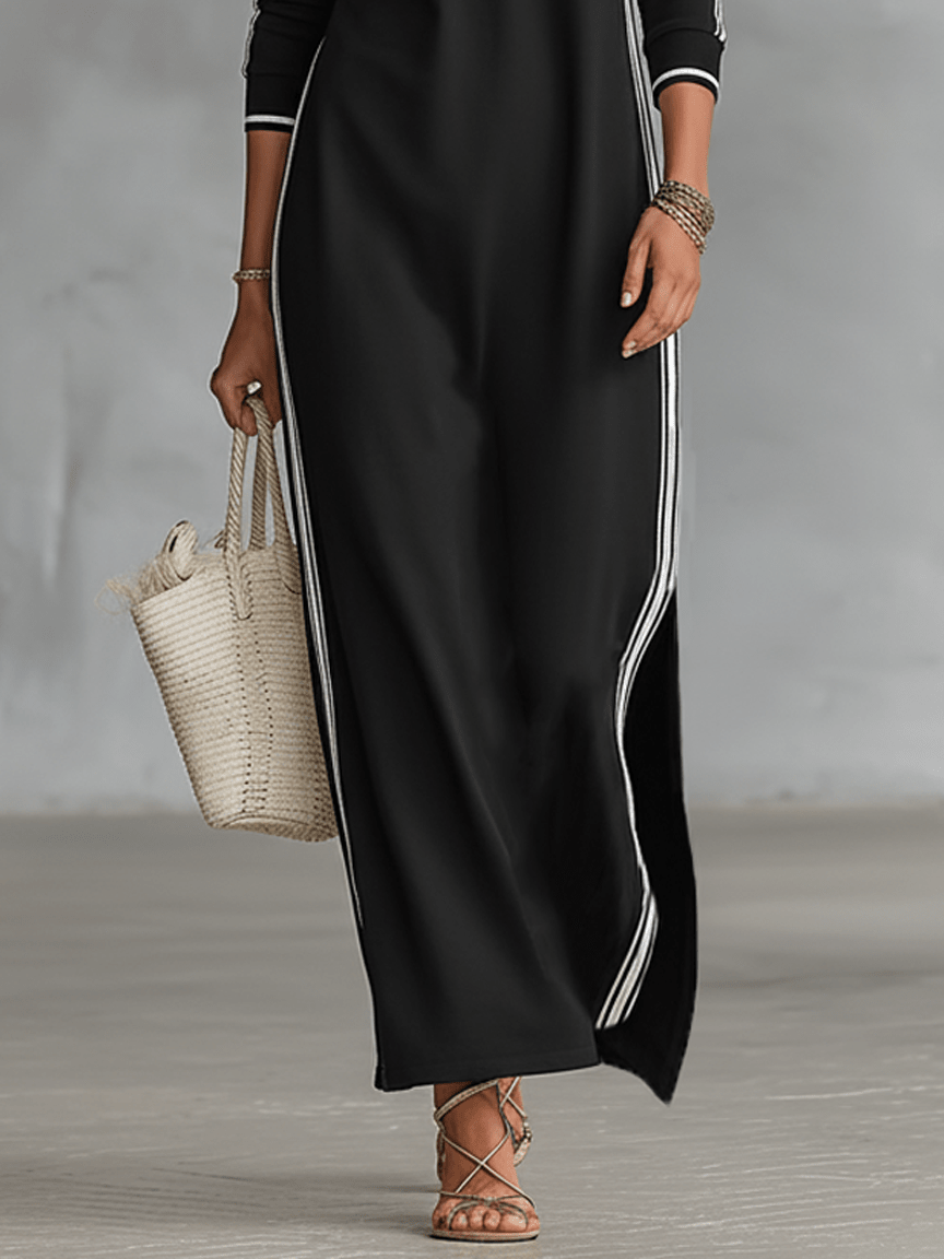 Vestido sudadera con botones y cuello maxi