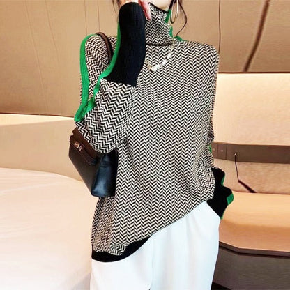 Maria| - Jersey de cuello alto con llamativas rayas en contraste